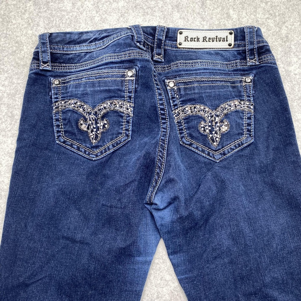 Rock Revival July Curvy Mid-Rise Bootcut Jeans Womens 29 (32x27) Blue Stretch
